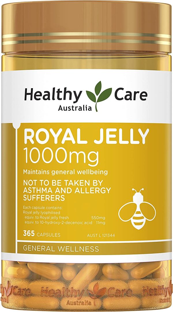 Healthy Care Royal Jelly 1000 365 Capsules Supplements Made in Australia